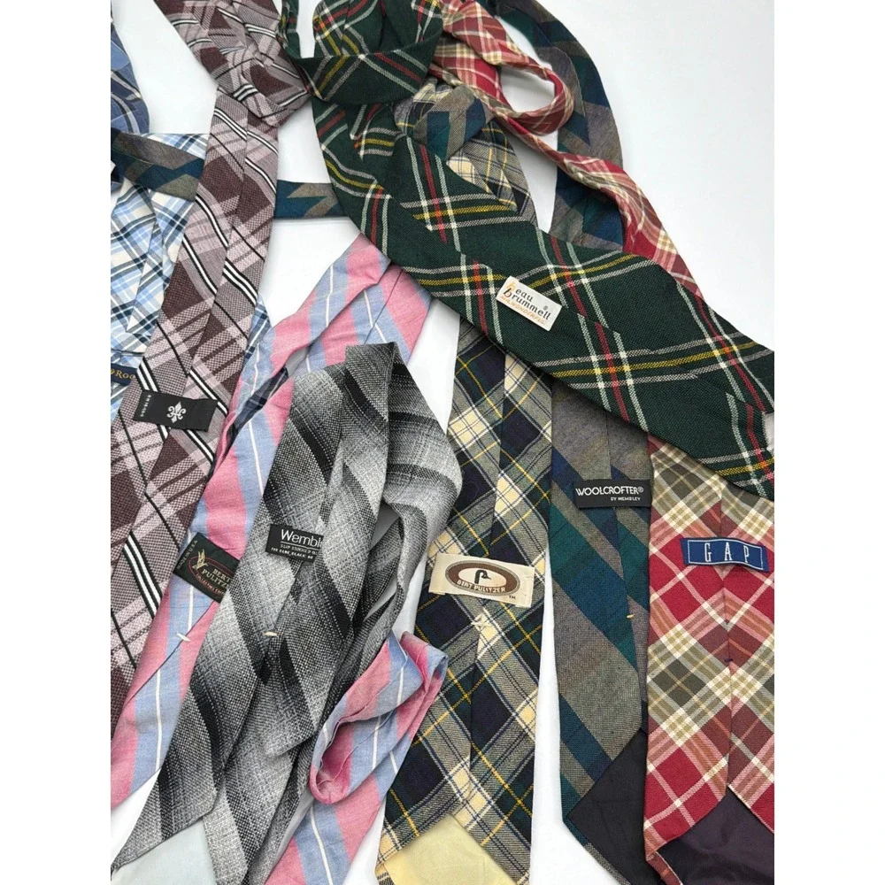 Mens Plaid Tartan Tie Lot 11pc Gant Gap Merona Club Room Gingham Striped Bundle‎
